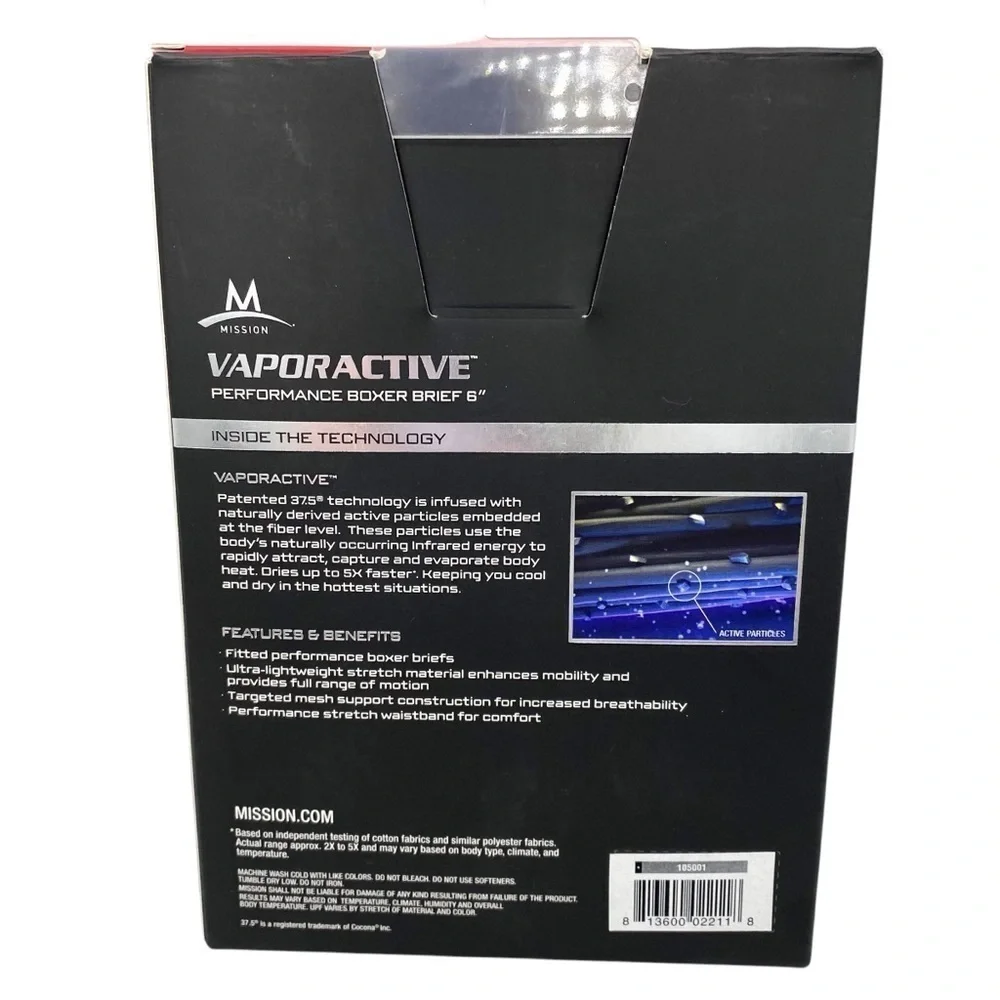 Mission Men’s VaporActive Performance Boxer Briefs 2 Pack